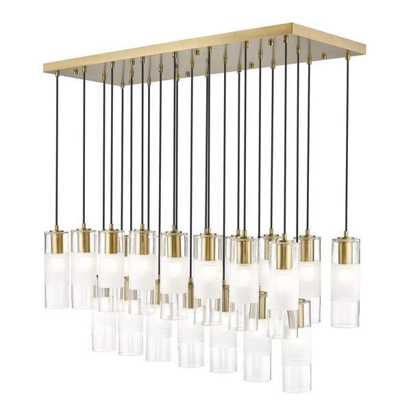 Z-Lite Alton Linear Chandelier, 23-Light, 18 In.W x 54 In.L x 14.25 In.H, Modern Gold/Clear+Frosted 824P-23L-MGLD - main